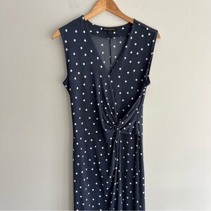 Banana Republic Navy and White Polka Dot Wrap Mini Dress Small